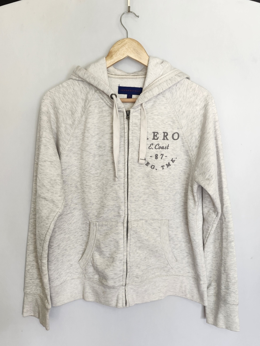 Aeropostale Y2K Gray Marled Full Zip Hoodie Size XL